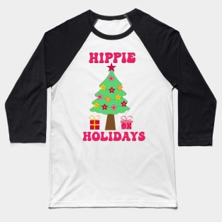 Groovy Hippie Holiday Christmas Tree Baseball T-Shirt